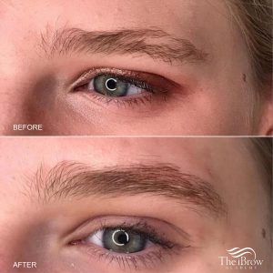 Before and after microblading results.