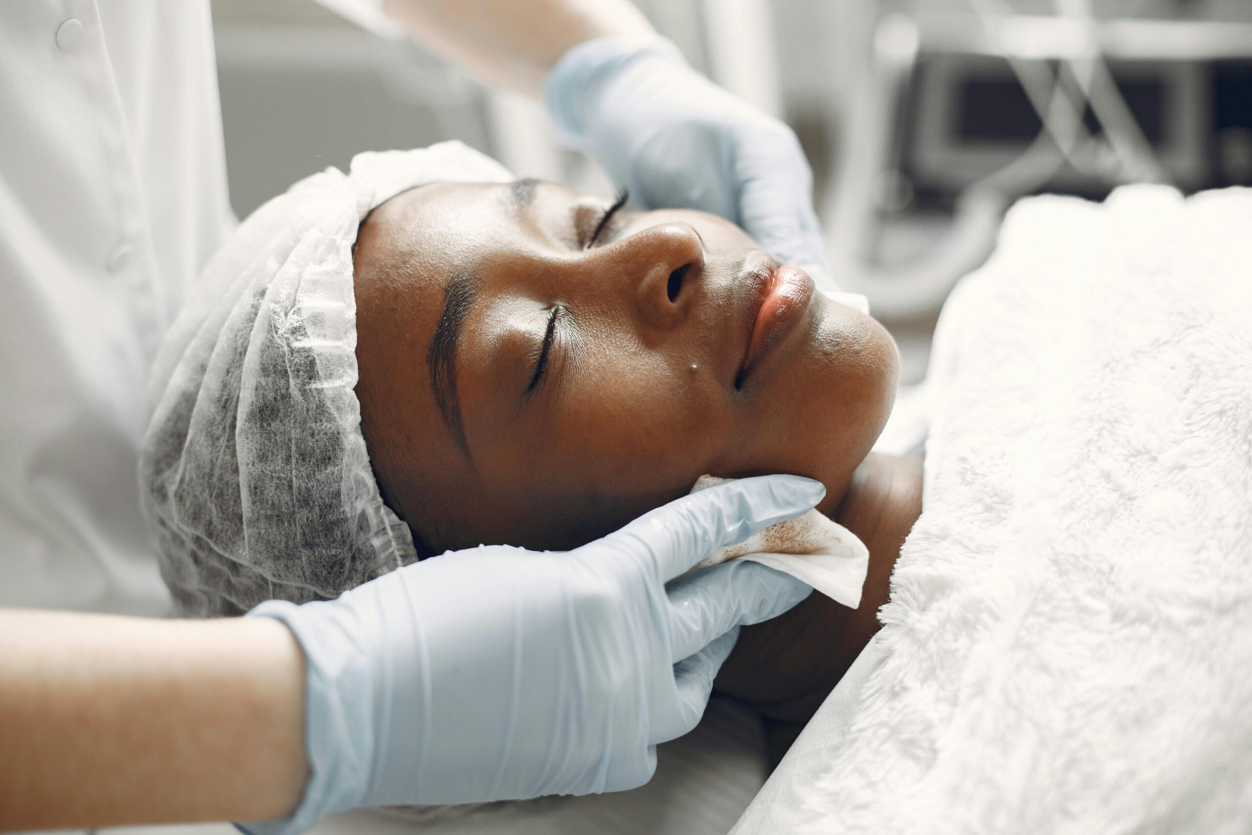 The cleansing before a facial