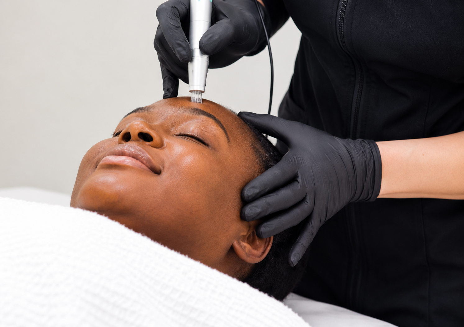 Model receiving facial massage at Wrapture Beauty Academy